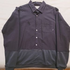Diamond Large Navy Blue Streetwear Dress Shirt